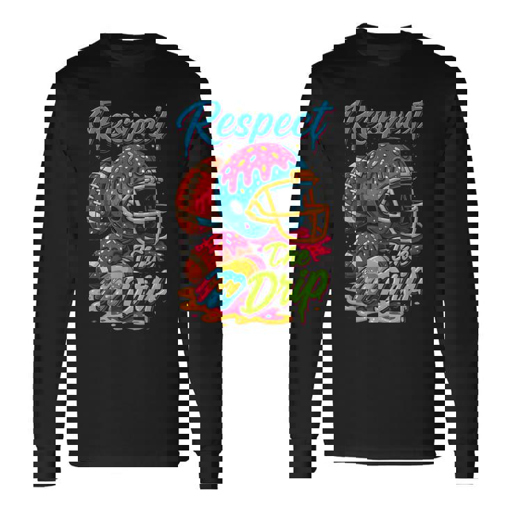 Football Drip Boys Football Ice Cream Sprinkle Respect Drip Long Sleeve T-Shirt