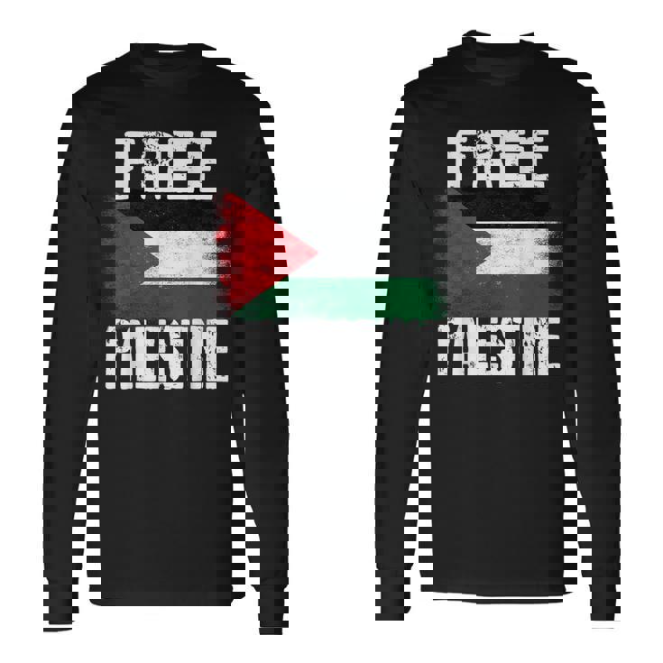 Free Palestine Free Gaza パレスチナの旗無料パレスチナ 長袖Tシャツ
