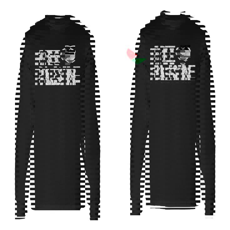 Free Palestine パレスチナの旗無料パレスチナ 長袖Tシャツ