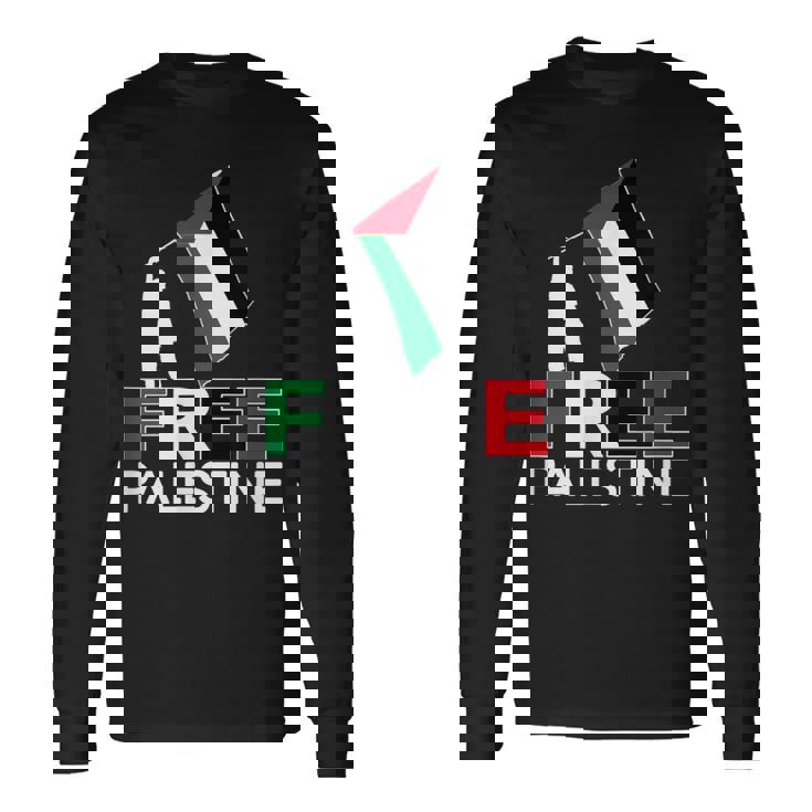 Free Palestine パレスチナ国旗 フリーガザtシャツ 長袖Tシャツ