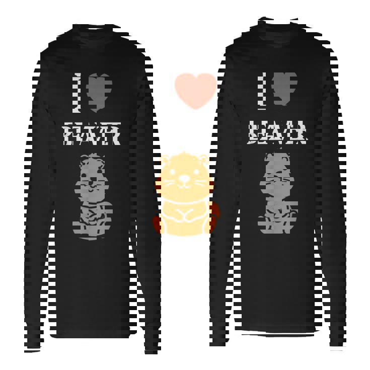Baby Beavers Minimalist Cute I Love Beaver 長袖Tシャツ