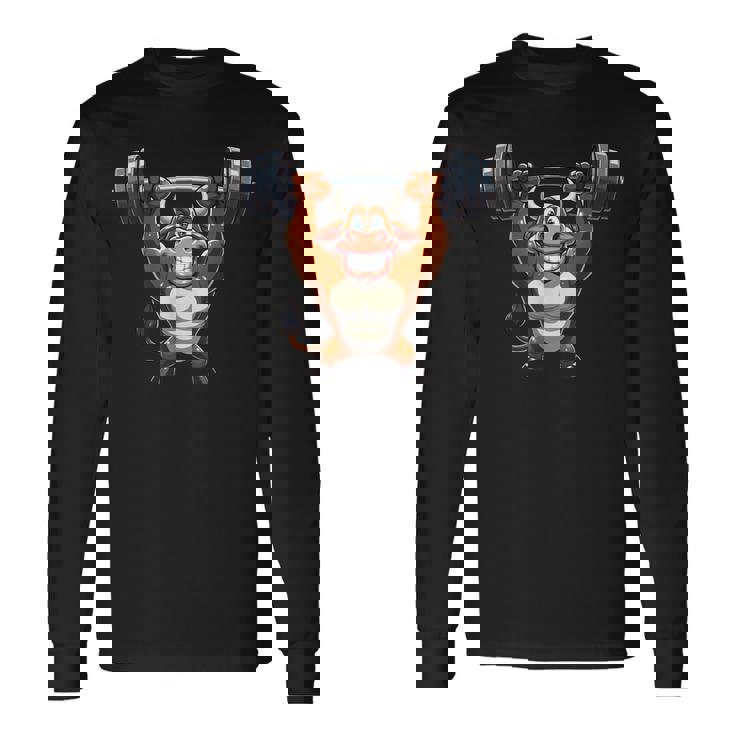 Bull ワークアウト バーベル 牛 フィットネス 長袖Tシャツ ギフトのアイデア
