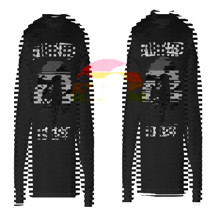 Cat Lover Retrotyle Cat Pattern 長袖Tシャツ