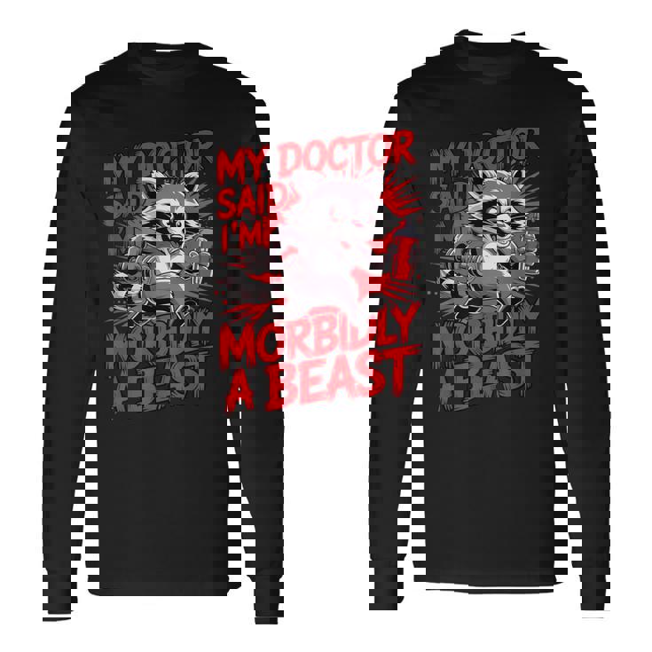 Gym Workout Racoon Muscle 長袖Tシャツ