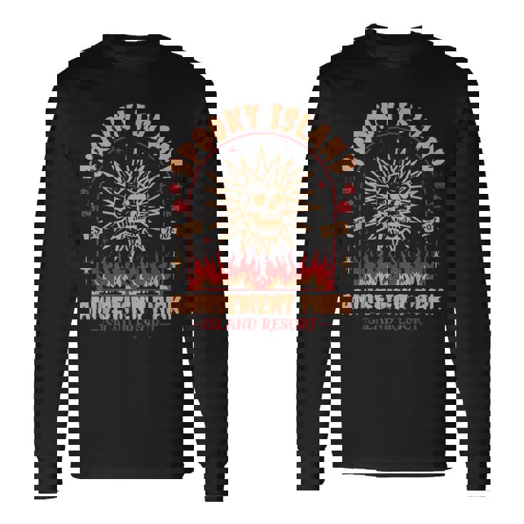 Halloween Spooky Island Est 2002 Amusement Park Skull Long Sleeve T-Shirt