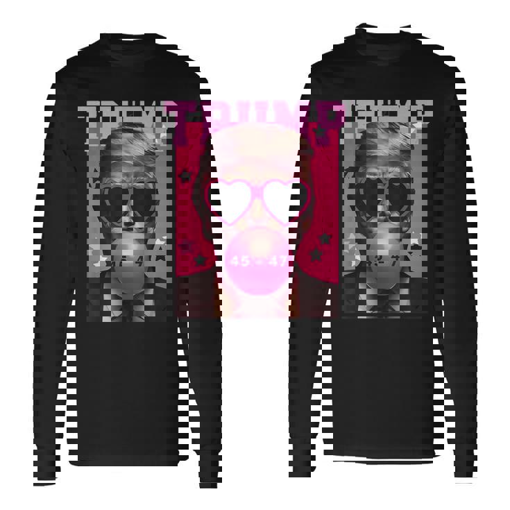 Trump 2024 メガネ&バブルガム ピンク 長袖Tシャツ ギフトのアイデア