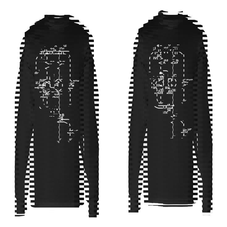 Fuzz Pedal スケマティック回路 ハンドワイヤー ミュージシャン ギフト 長袖Tシャツ