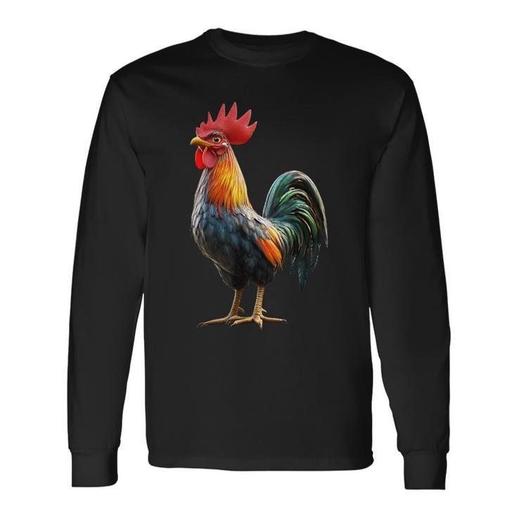 Gallo Pollo Papà Padre Pollaio Contadino Polli Maglietta a maniche lunghe