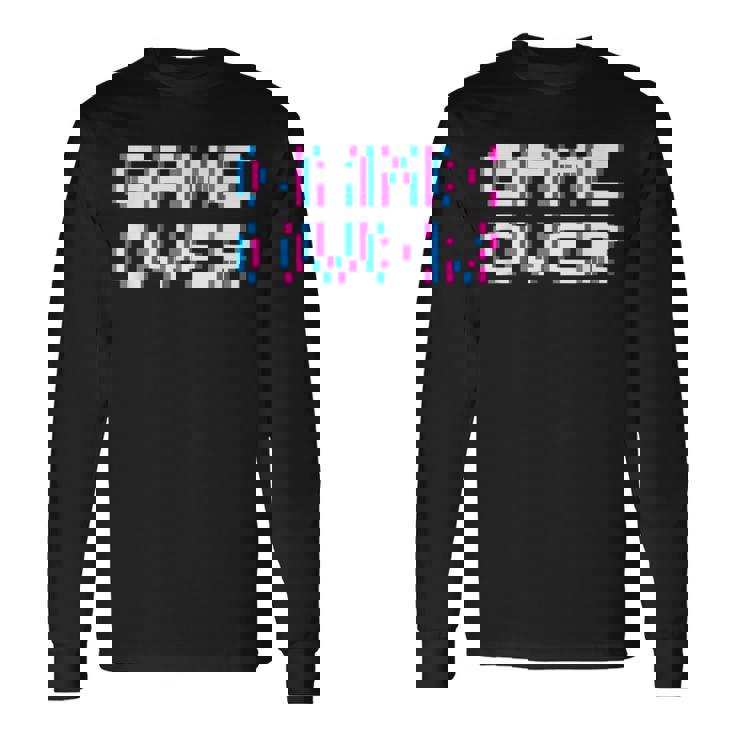 Game Over 8Bit ゲームオーバー 8ビットピクセル レトロヴィンテージビデオゲームグラフィック ゲーマー 長袖Tシャツ