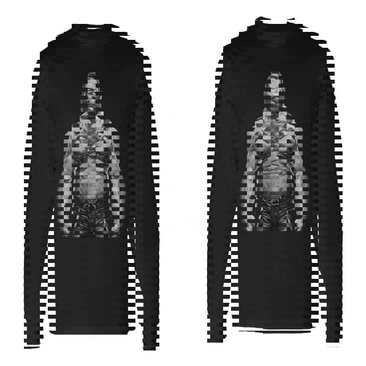 Gay Bear Community Pride Muscle Cub Bear メンズ ゲイパパ 長袖Tシャツ