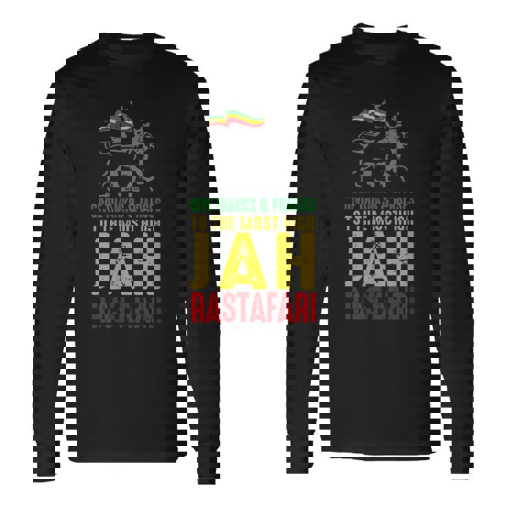 Give Thanks & Praises Jah Rastafari レゲエ ラスタ ウェア 長袖Tシャツ