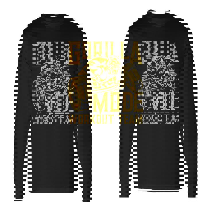 Gorilla Mode ワークアウト チーム ダンベル ビースト ジム フィットネス ゴールド 長袖Tシャツ