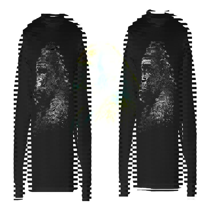 Gorilla モンキーアート 動物 長袖Tシャツ