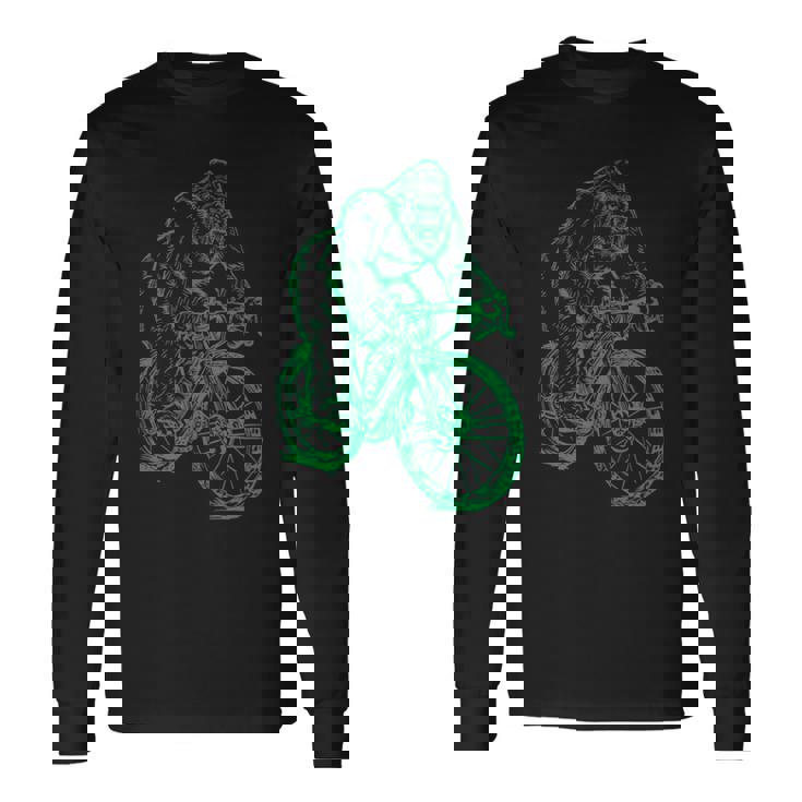 Gorilla ライディングバイク おもしろモンキー クール 動物 サイクリング 自転車 長袖Tシャツ