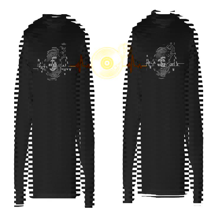 Gran Disco Deinilo Heartbeat Diseño Tocadiscos Dj Camiseta de manga larga
