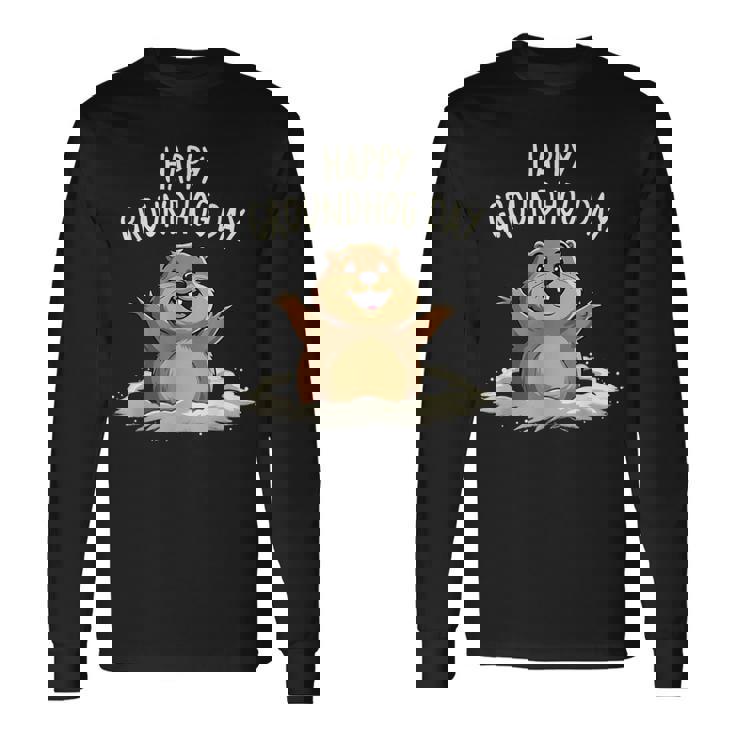 Happy Groundhog Day 2025 メンズ レディース キッズ 長袖Tシャツ