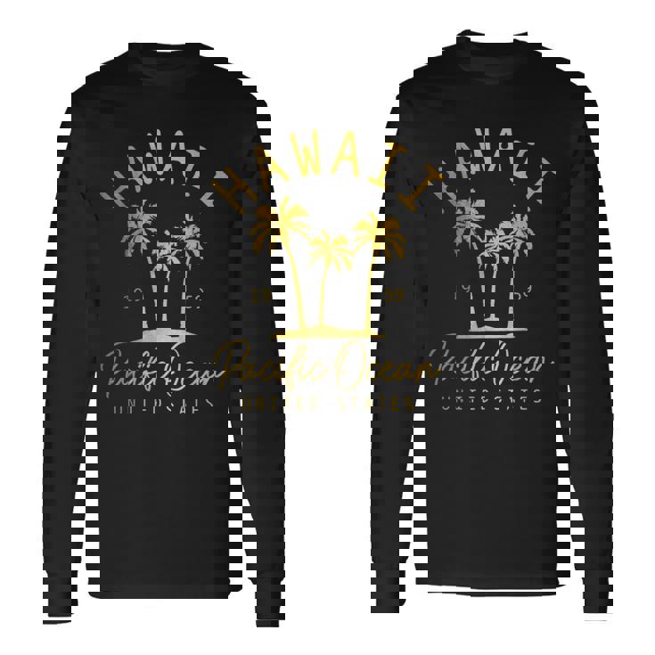 Hawaii Est 1959 ヤシの木 サーフ サーファー マウイ アロハ ハワイアン 長袖Tシャツ