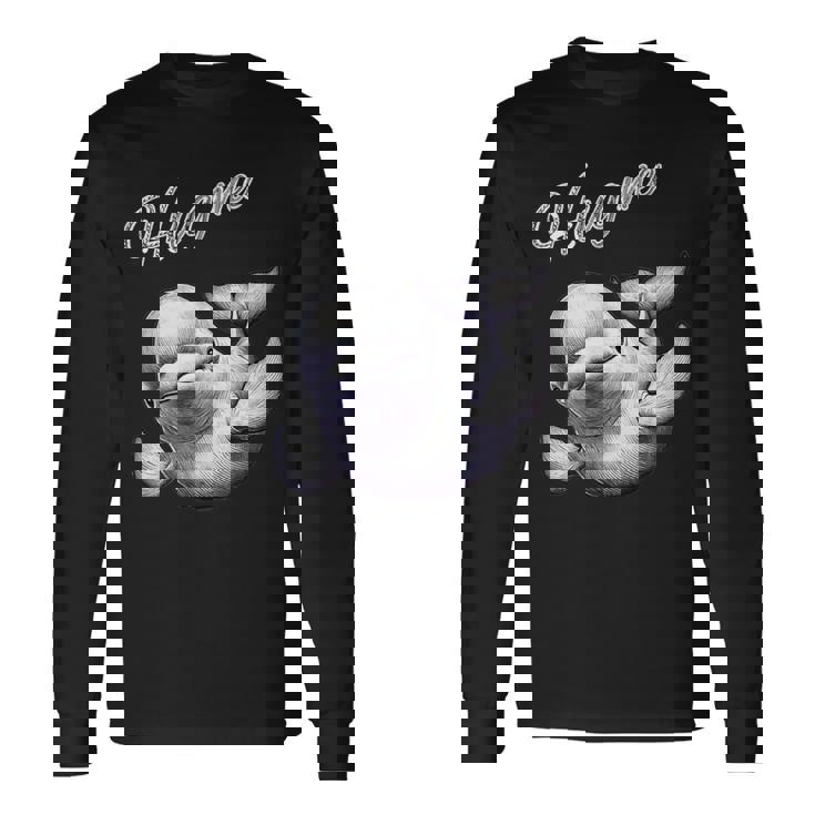 Hug Me ベルーガ アートデザイン 可愛い おしゃれ 動物 シロイルカ シロクジラ 長袖Tシャツ