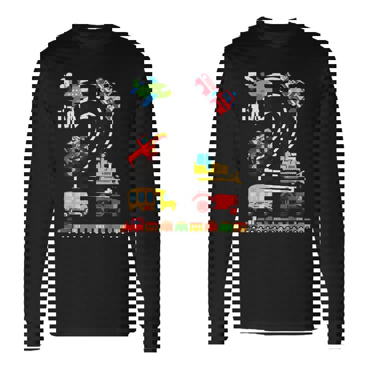 I'm 2 2歳の誕生日 トラック 乗り物 交通機関車 長袖Tシャツ