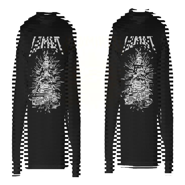 Illuminati New World Order イルミナティ新世界秩序デザイン、プロビデンスの目 長袖Tシャツ