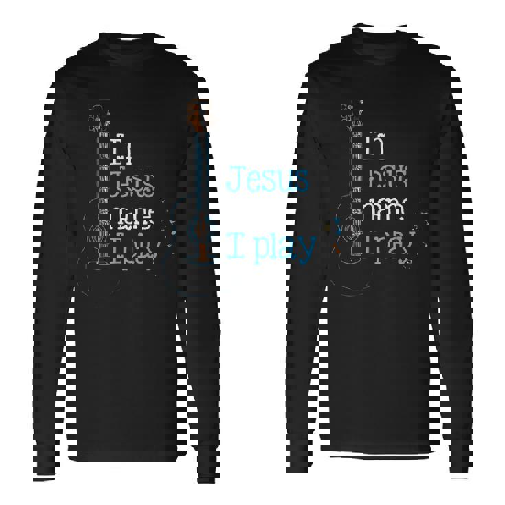 In Jesus ネームi Play ギター クリスチャン ヴィンテージギタープレーヤー 長袖Tシャツ
