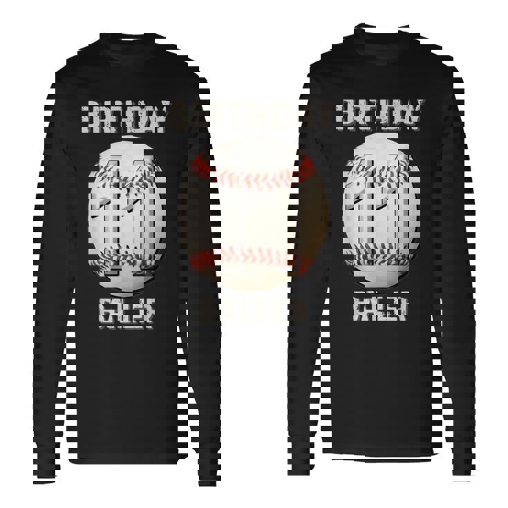 It's My 11Th Birthday 野球 11歳の少年少女 長袖Tシャツ