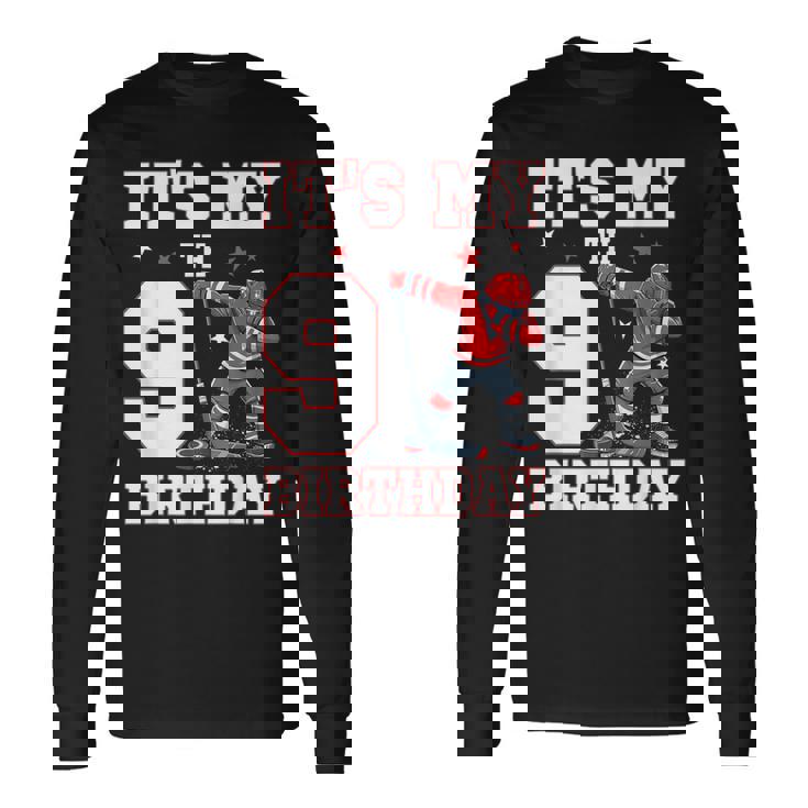 It's My 9Th Birthday 男の子 アイスホッケー ダビング 9歳 長袖Tシャツ