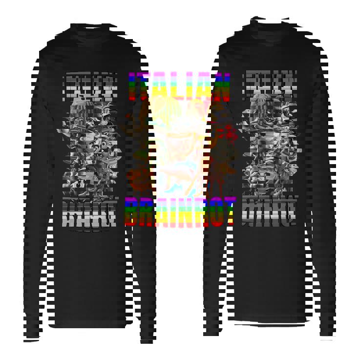 Italian Brainrot All Characters レインボー フラッグ プライド 長袖Tシャツ