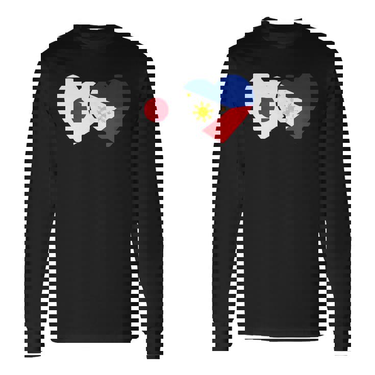 Japanese Flag Phillipinesフィリピンの遺産 フィリピンのルーツ 日本の国旗 フィリピンの国旗 長袖Tシャツ