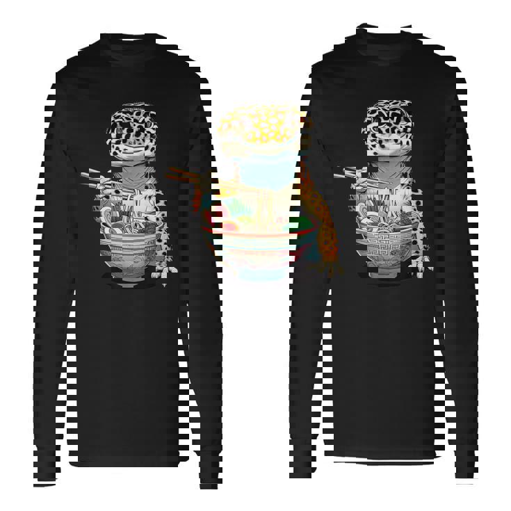 Japanese Kawaii Ramen Reptile Leopard Gecko ヒョウモントカゲモドキ 長袖Tシャツ