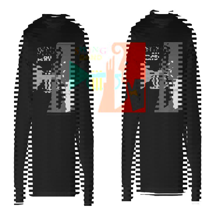 Jazz Music Player スイング バンド レトロ ヴィンテージ 70年代 長袖Tシャツ