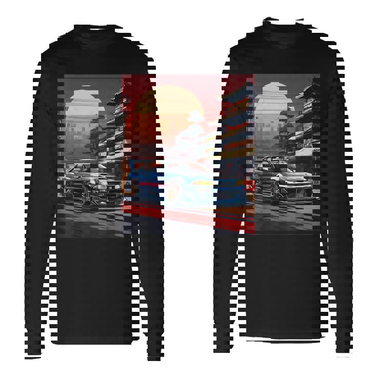 Jdm レトロ 日本自動車 レースカー 東京 スカイライン サンセット 長袖Tシャツ