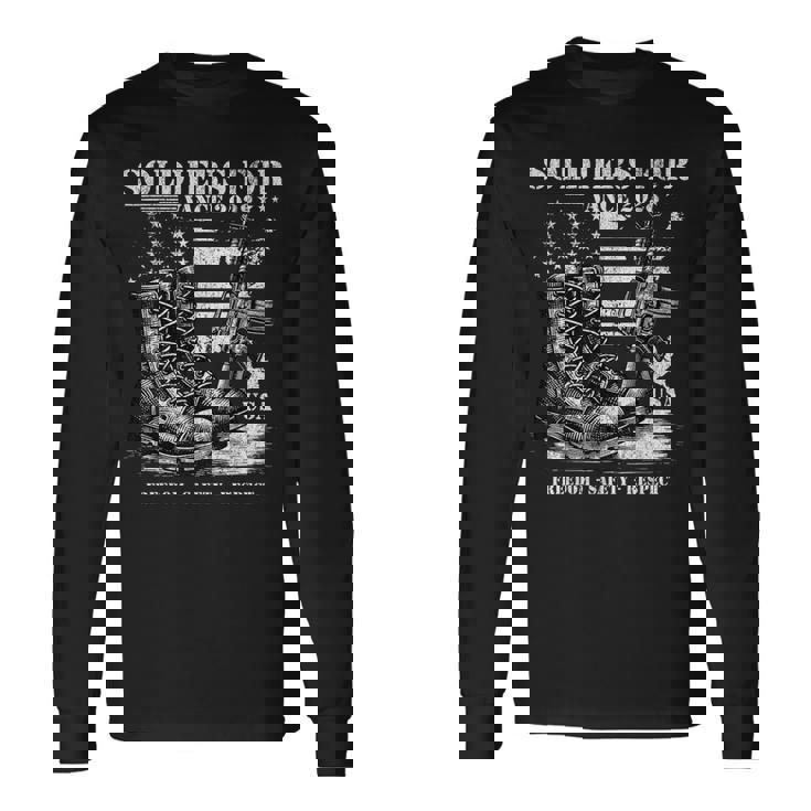 Jdヴァンス軍事選挙2028年アメリカ国旗支持のための兵士 長袖Tシャツ