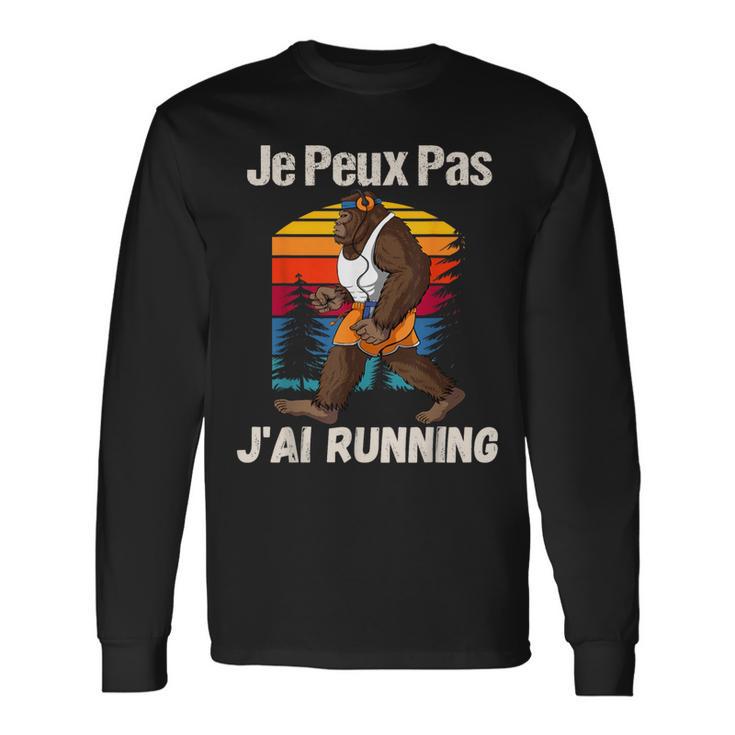 Je Peux Pas J'ai Running Humour Bigfoot Rétro Course À Pied T-shirt à manches longues