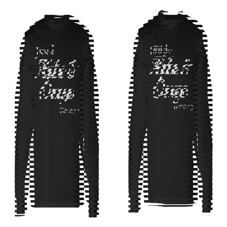 Jesús Es Alfa Y Omega Apocalipsis 22 Camiseta de manga larga