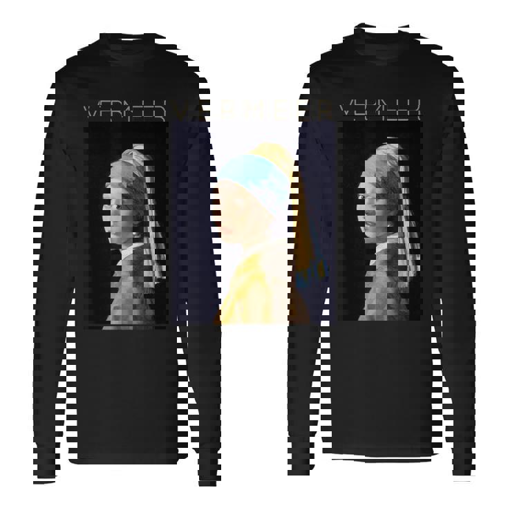 Johannesermeer アーティスト向け 真珠のイヤリングを持つ少女 長袖Tシャツ