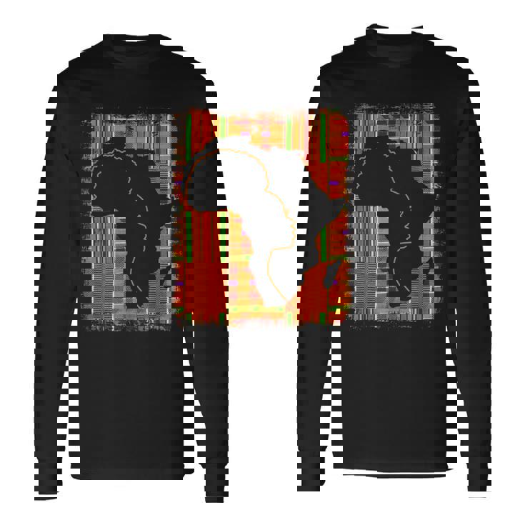 Junenth History Freedom アフリカ地図 ケンテ女王 長袖Tシャツ