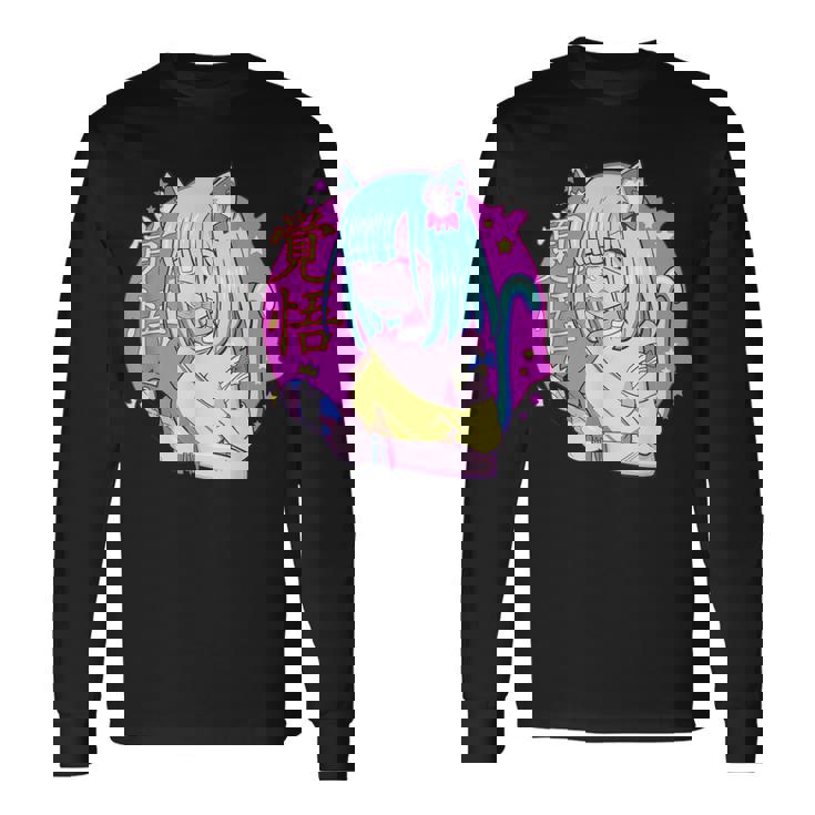 Kawaii Gamer ネコガール メンヘラ 美的パステル ゴス キュート 長袖Tシャツ
