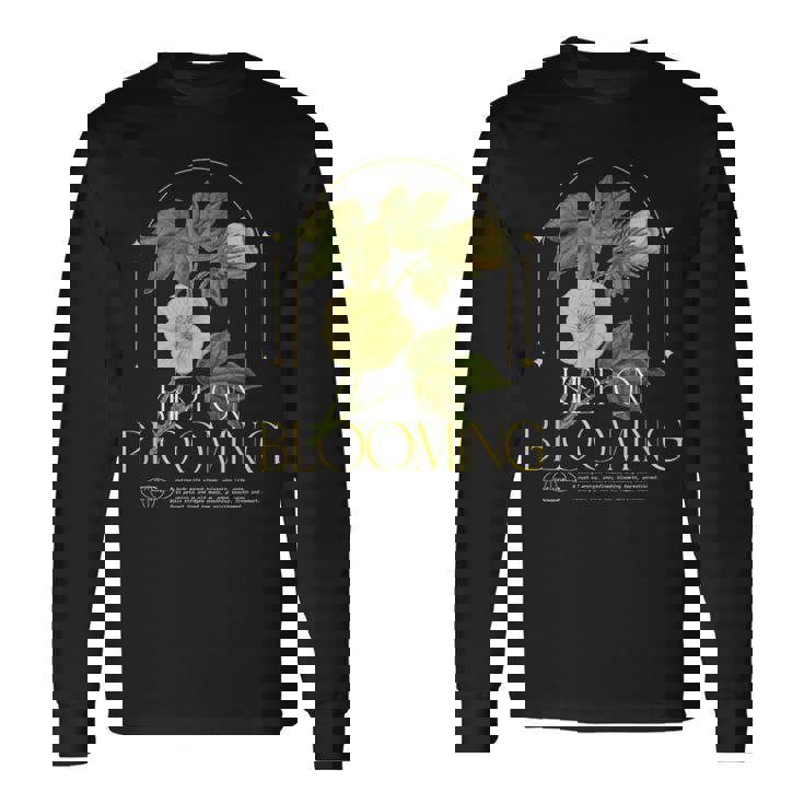 Keep On Blooming花のプリント付き 長袖Tシャツ