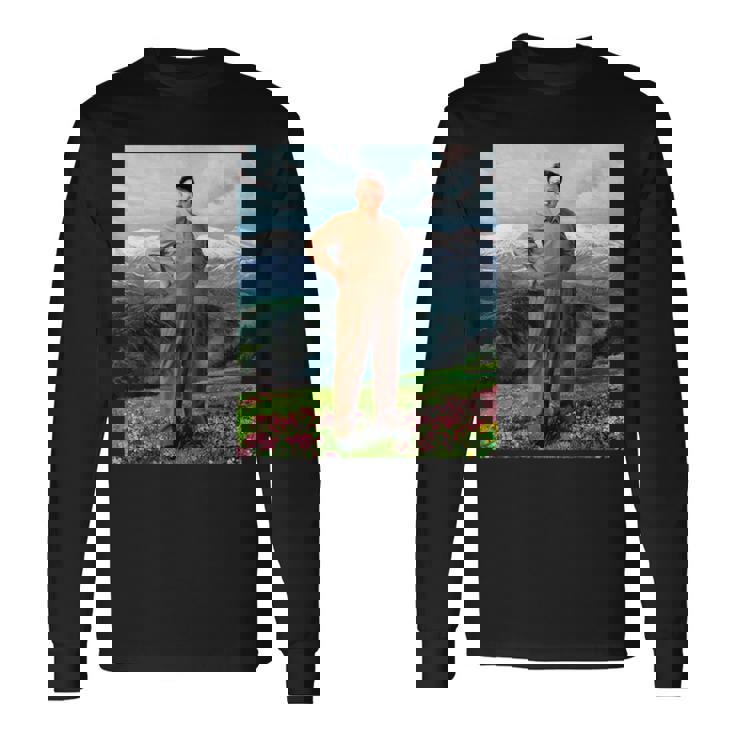 Kim Jong Il Kim Jong Un Humour North Korea 長袖Tシャツ