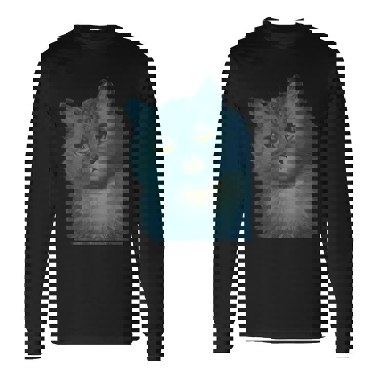 L Wain作 青い猫 長袖Tシャツ