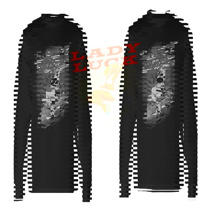 Lady Luckuper Nice Bomber ノーズアートtシャツ 長袖Tシャツ