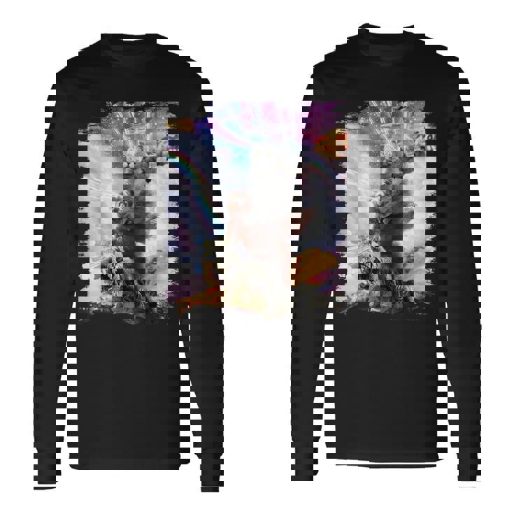 Laser Eyespace モルモット 猫 ナマケモノ 恐竜 長袖Tシャツ