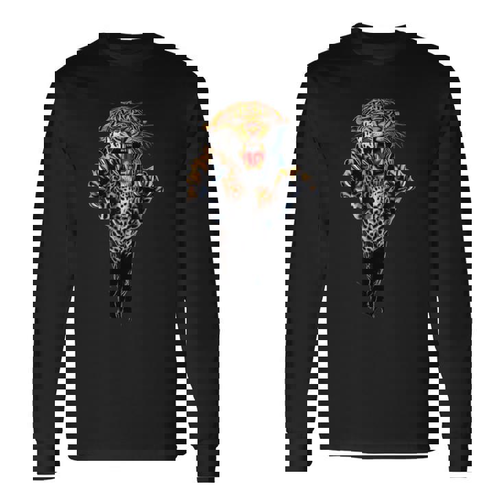 Leaping Tiger。強者だけが生き残る。 長袖Tシャツ