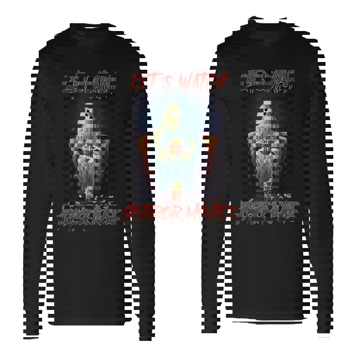 Let's Watch ホラー映画 おもしろハロウィンホラー映画 長袖Tシャツ