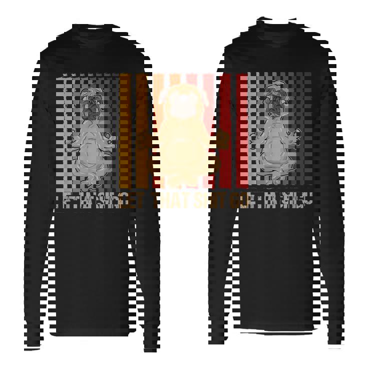 Let Thathit Go パグ ヨガ ヴィンテージデザイン 長袖Tシャツ
