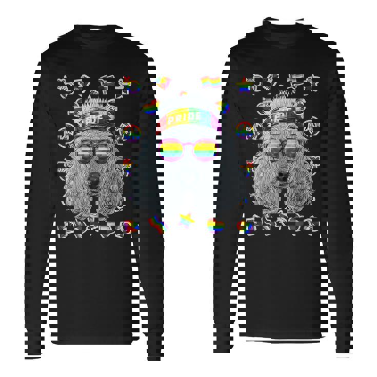 Lgbt プードル ゲイプライド 月 犬 レインボー レズビアン 長袖Tシャツ