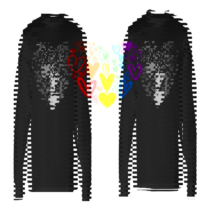 Lgbtq レインボーフラッグハート Lgbtqia バレンタインデー プライドムーン 長袖Tシャツ
