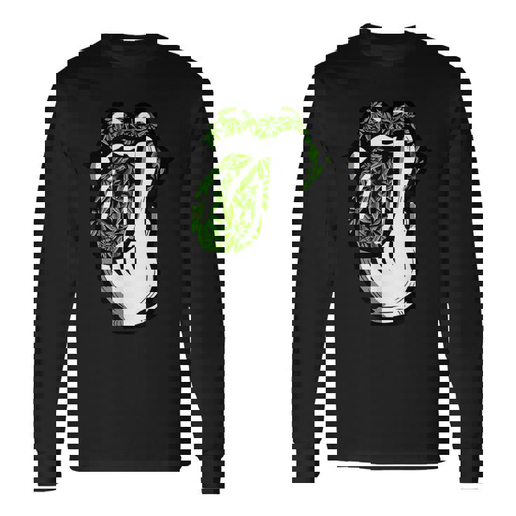 Lickmoke ウィードリーフパターン マリファナ420 大麻ポットギフト 長袖Tシャツ