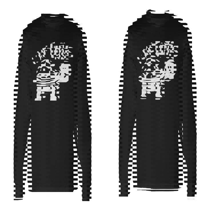 I Like Turtles かわいい 亀 愛 亀 海 動物 好き 長袖Tシャツ